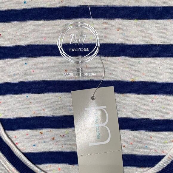 24/7 Maurices Women's White Blue Striped Flecked Forever Tank Top Size XS NWT - Picture 3 of 9